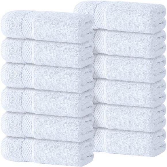 Other - White Cotton Washcloths Set 12 Pack 13x13 Spa Hotel Face Towels Soft Absorbent